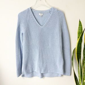 J. Crew Light Blue Cotton V-Neck Tunic Sweater XS